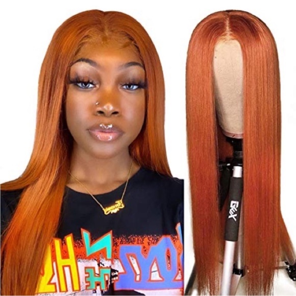 24” Orange Ginger Straight Lace Front Wig NEW